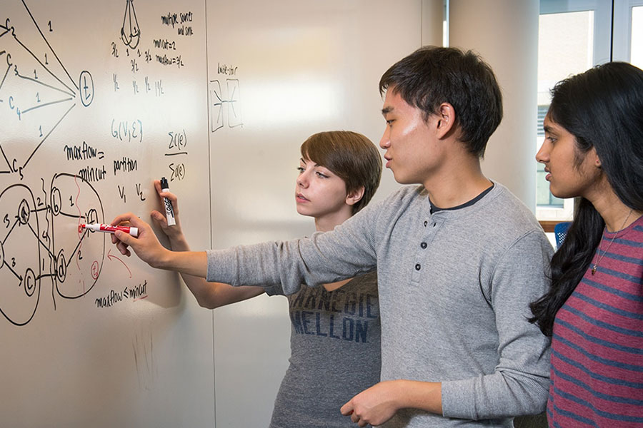 edie students brainstorming in class at a whiteboard